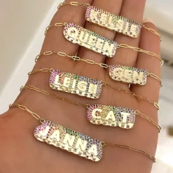 Custom Rainbow Gemstone Name Necklace Design DEPOSIT ONLY