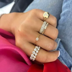 Dainty Diamond Initial Signet Ring