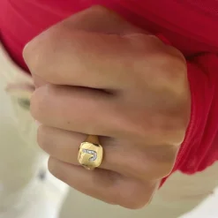 Dainty Diamond Initial Signet Ring