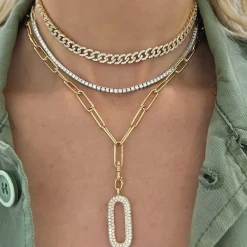 Dana Paperclip Chain with Detachable Diamond Toggle