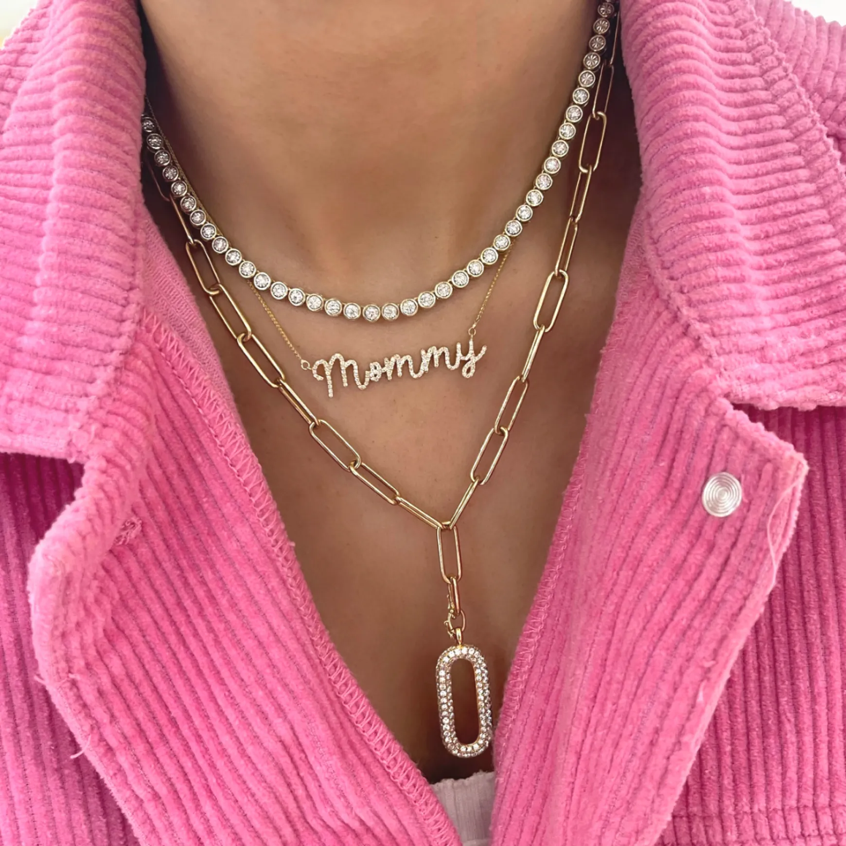 Dana Paperclip Chain with Detachable Diamond Toggle
