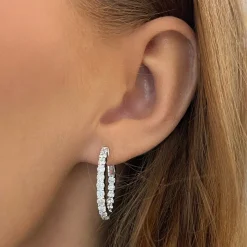 Deb Double Sided Diamond Oval Hoop Earrings 2.50 ctw