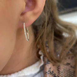 Demi Double Sided Diamond Hoop Earrings 0.75"