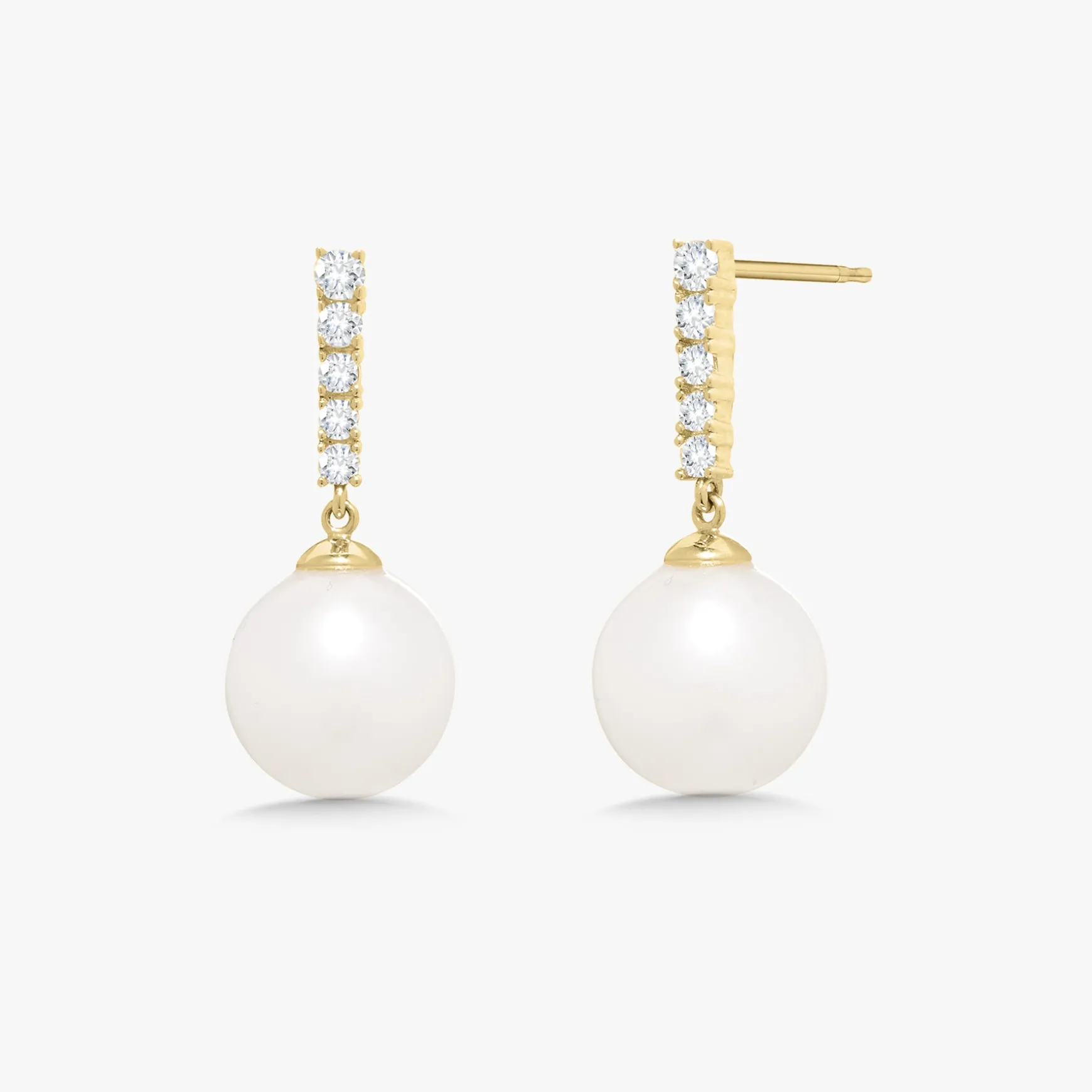 Dominique Diamond Bar with Pearl Dangle Stud Earrings