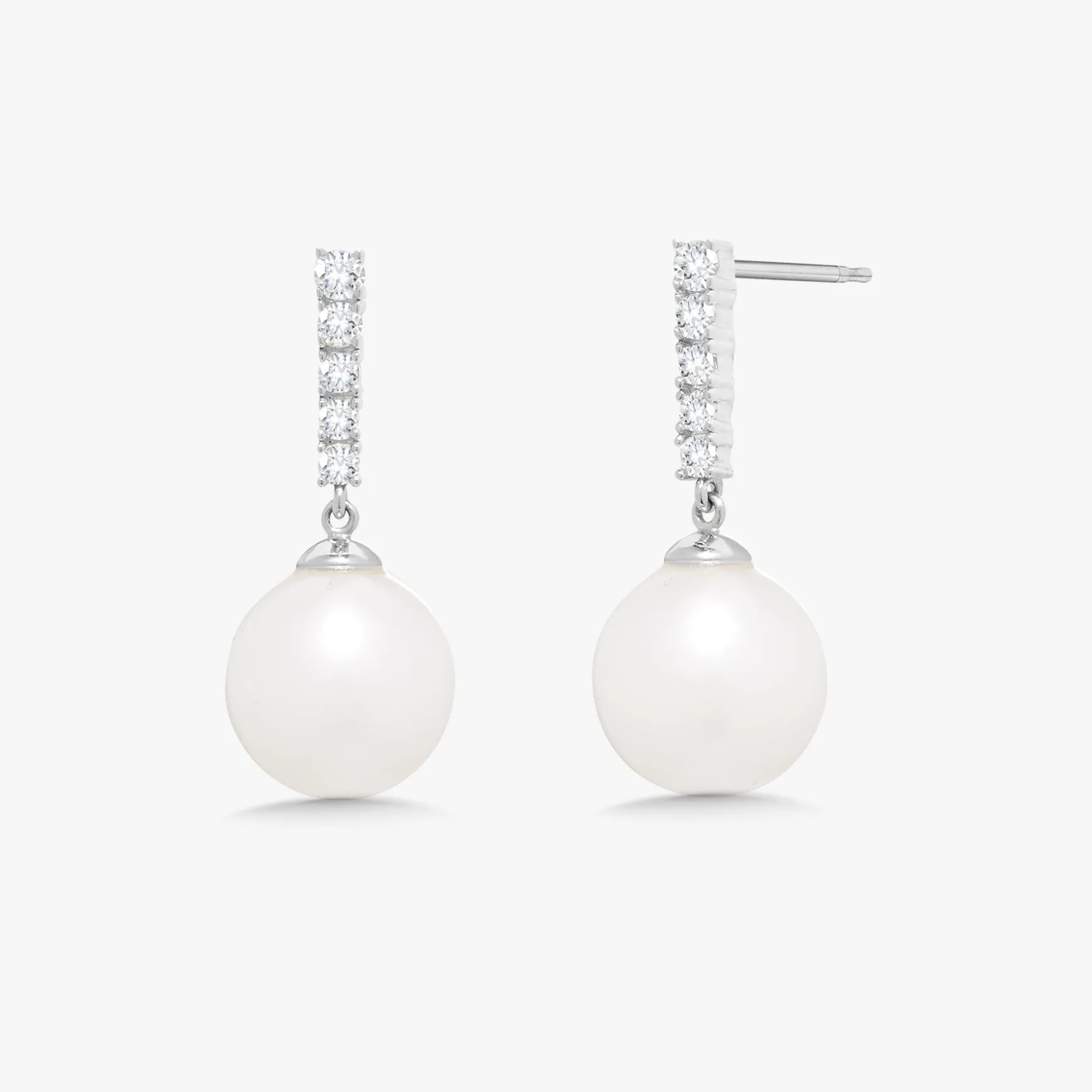 Dominique Diamond Bar with Pearl Dangle Stud Earrings