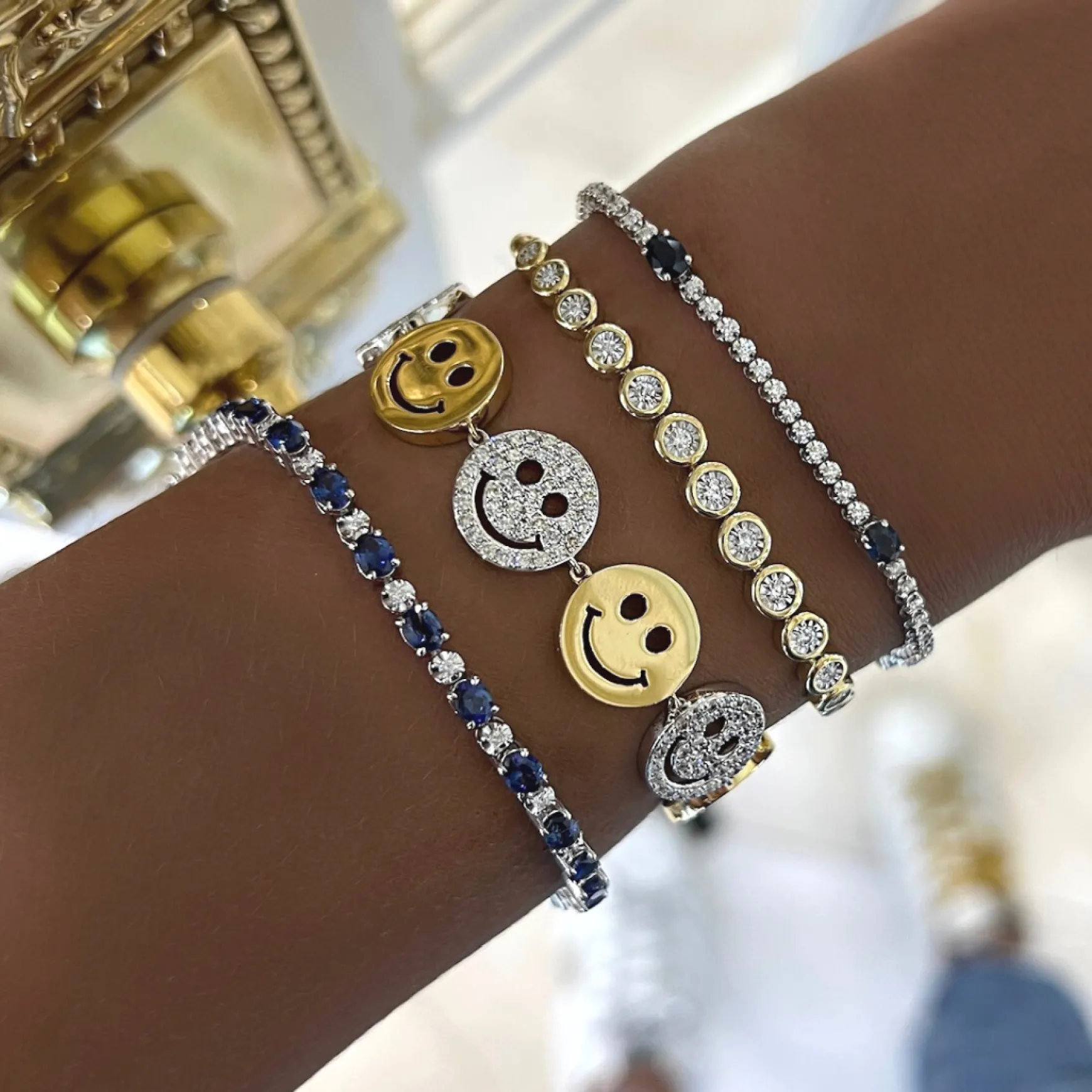 Drew Smiley Pave & Gold Bracelet 2.25 ctw