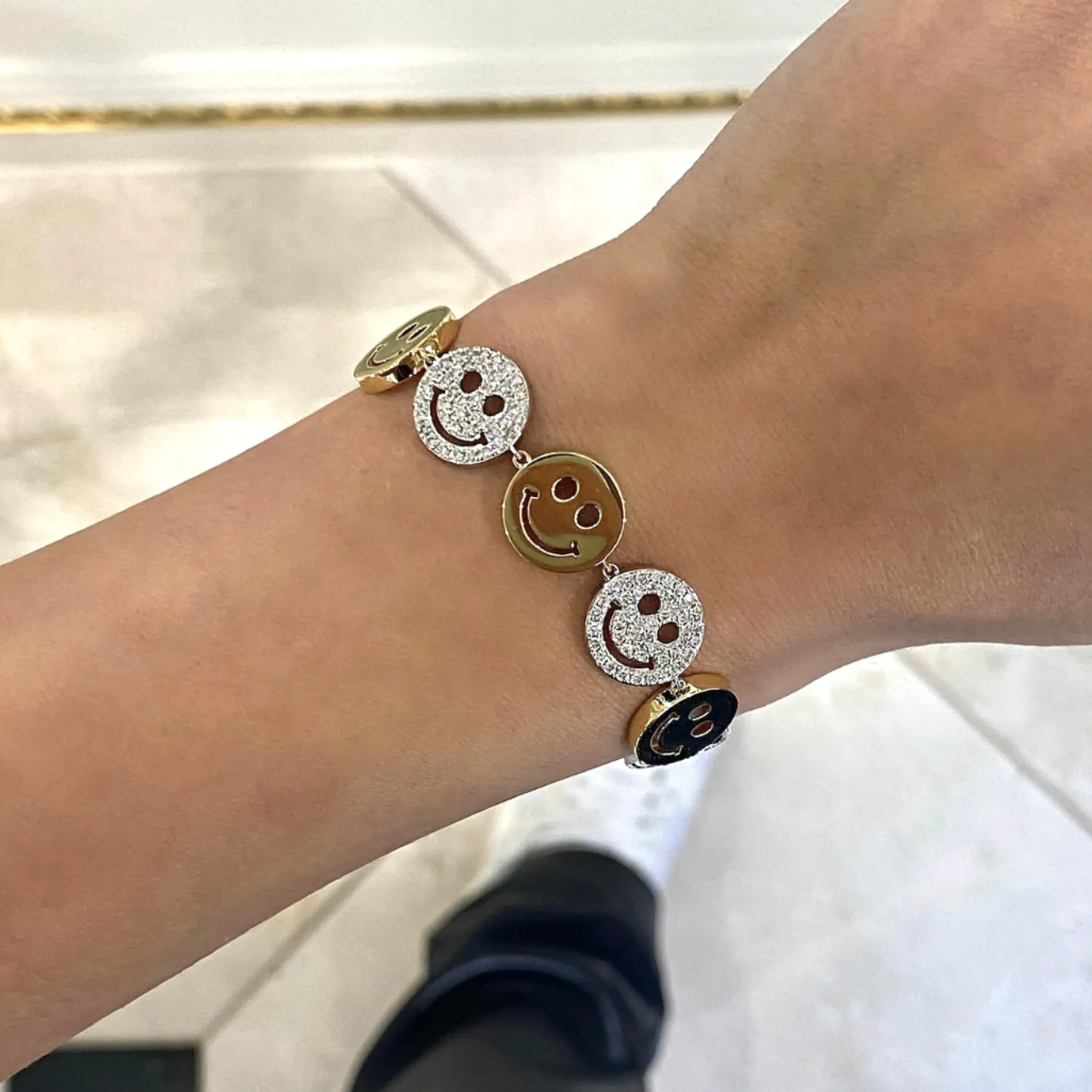 Drew Smiley Pave & Gold Bracelet 2.25 ctw