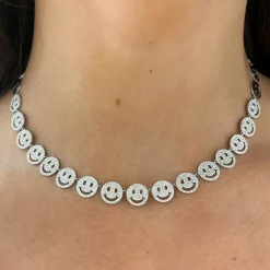 Drew Smiley Pave Diamond Adjustable Choker Necklace 2.77 ctw