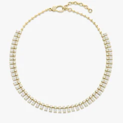 Dulce Baguette Diamond Station Collar Necklace 12.22 ctw