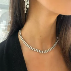 Dulce Baguette Diamond Station Collar Necklace 12.22 ctw