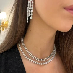 Dulce Baguette Diamond Station Collar Necklace 12.22 ctw