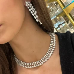 Dulce Baguette Diamond Station Collar Necklace 12.22 ctw