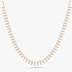 Dulce Baguette Diamond Station Collar Necklace 12.22 ctw