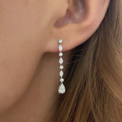 Dutton Diamond Pear Dangle Stud Earrings 0.96 ctw