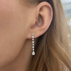 Dutton Diamond Pear Dangle Stud Earrings 0.96 ctw