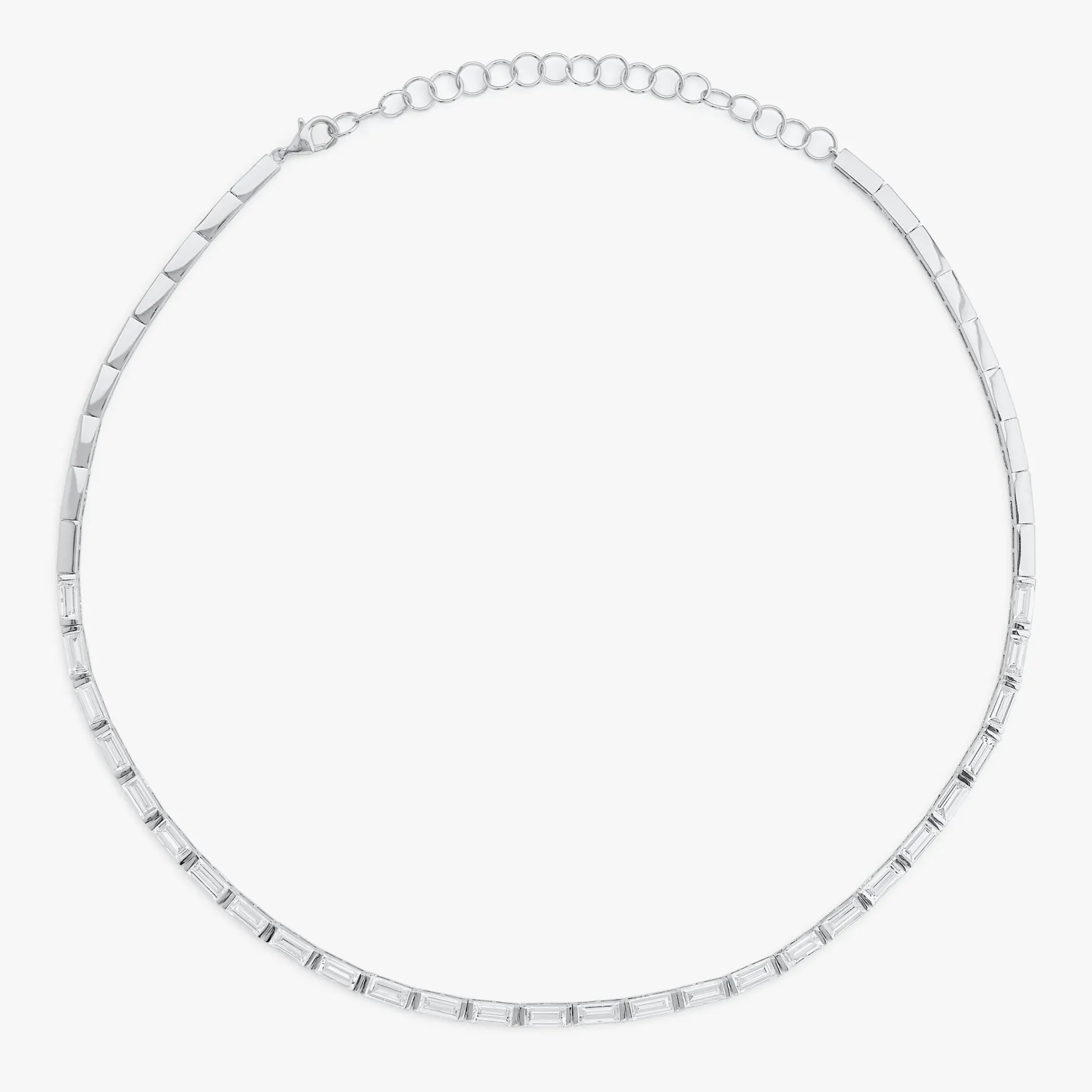 East to West Baguette Diamond Adjustable Choker Necklace 7.37 ctw