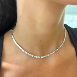 East to West Baguette Diamond Adjustable Choker Necklace 7.37 ctw