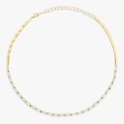 East to West Baguette Diamond Adjustable Choker Necklace 7.37 ctw