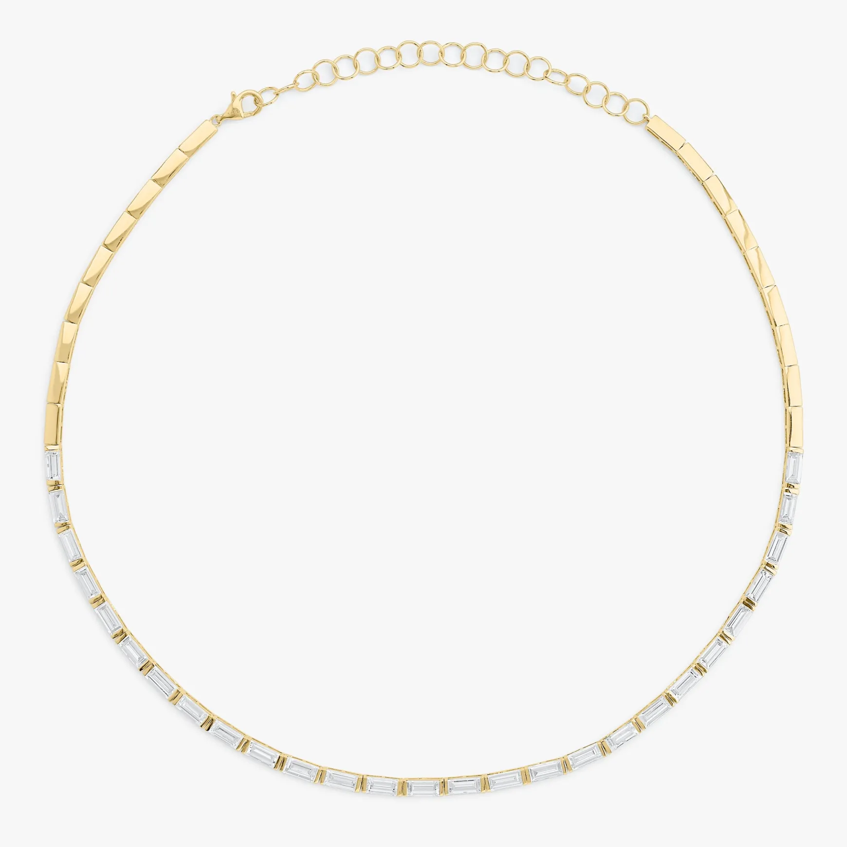 East to West Baguette Diamond Adjustable Choker Necklace 7.37 ctw