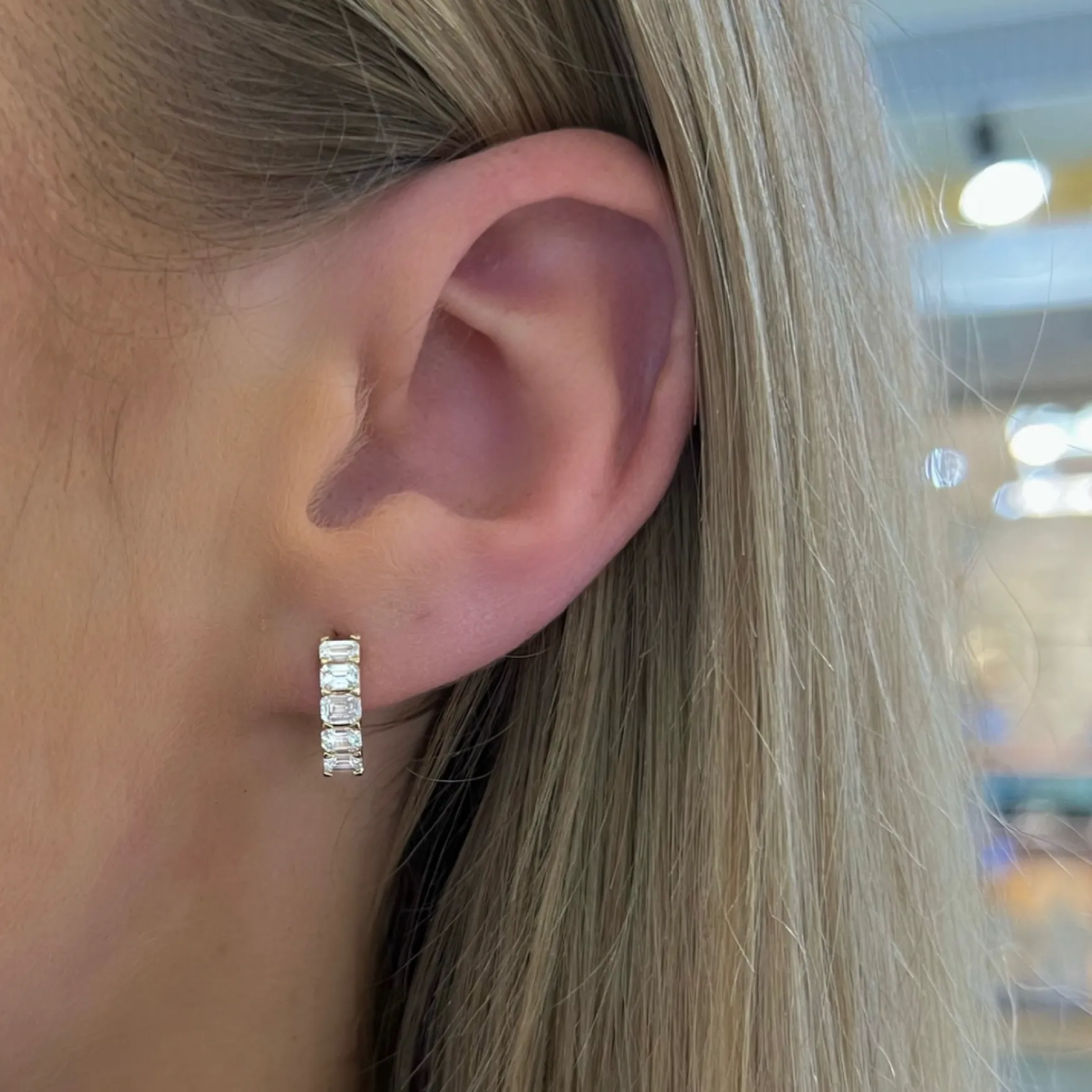Easton Emerald Cut Diamond Huggie Earrings 1.50 ctw