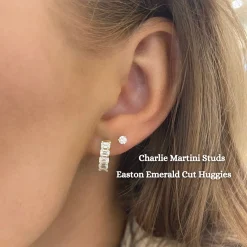 Easton Emerald Cut Diamond Huggie Earrings 1.50 ctw