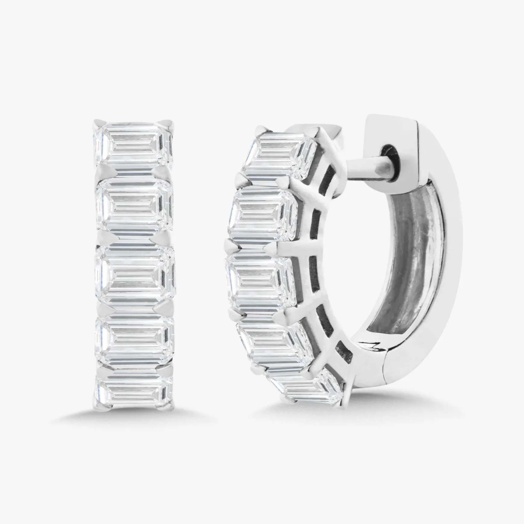 Easton Emerald Cut Diamond Huggie Earrings 1.50 ctw