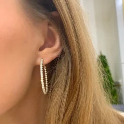Ellerie Diamond Oval Hoop Earrings 2.63 ctw