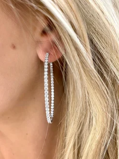 Eloise Double Sided Diamond Oval Hoop Earrings 3.66 ctw