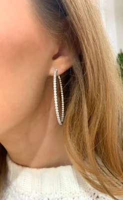 Eloise Double Sided Diamond Oval Hoop Earrings 3.66 ctw