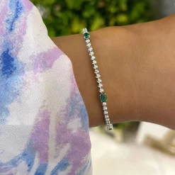 Emerald & Diamond Tennis Bracelet