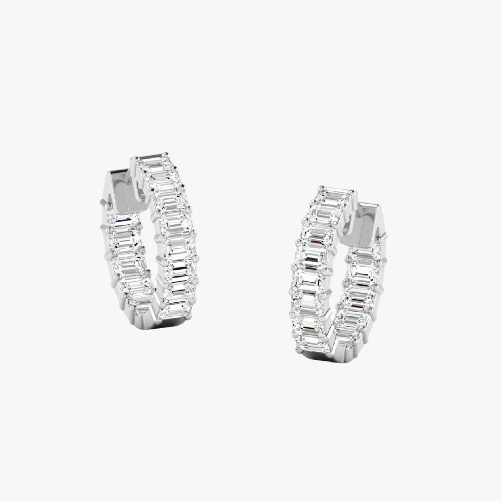 Emerald Cut Diamond Huggie Earrings 3 ctw