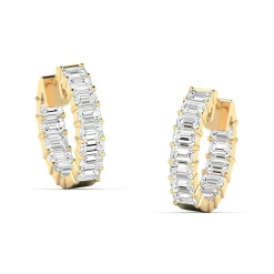 Emerald Cut Diamond Huggie Earrings 3 ctw
