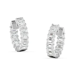 Emerald Cut Diamond Huggie Earrings 3 ctw