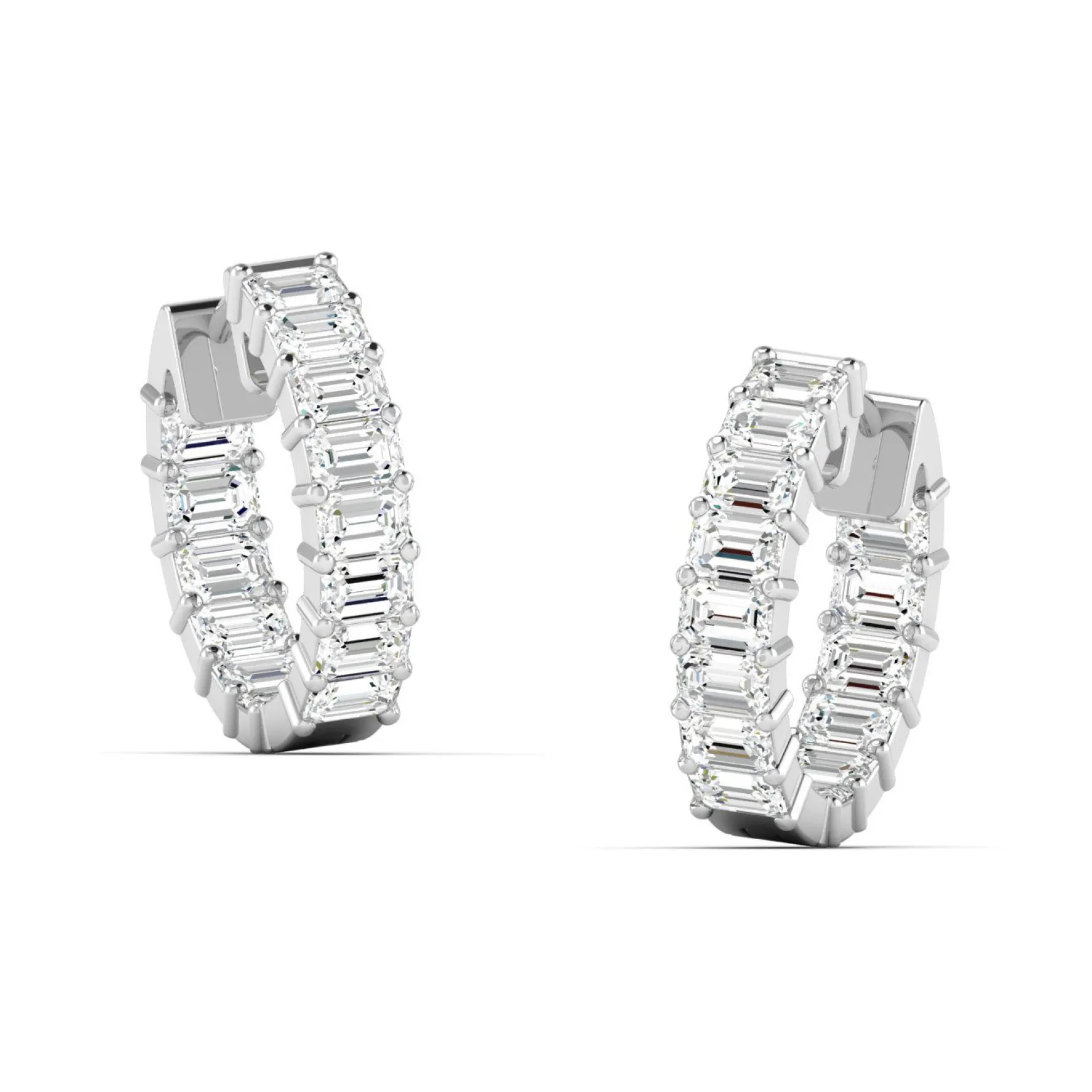 Emerald Cut Diamond Huggie Earrings 3 ctw