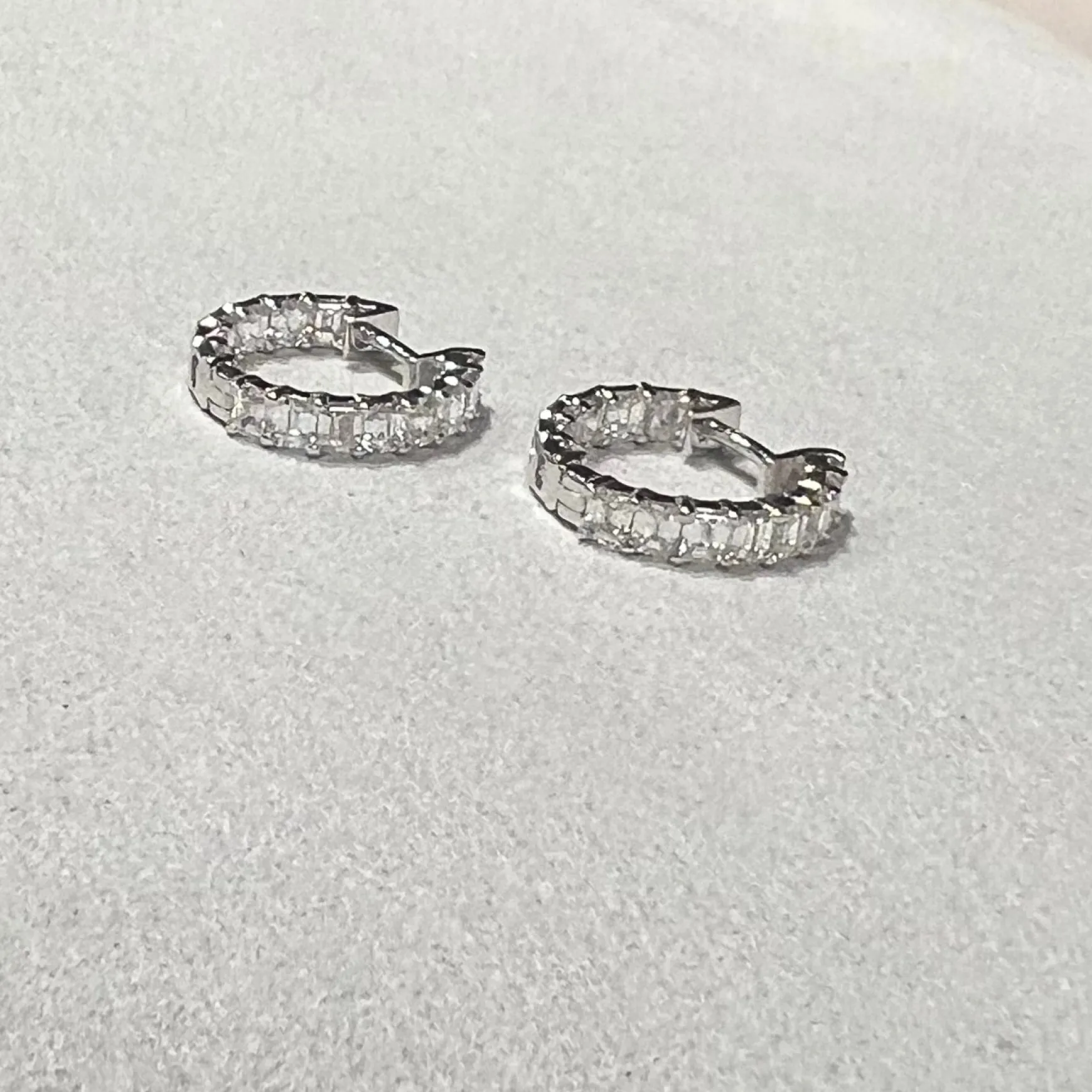 Emerald Cut Diamond Huggie Earrings 3 ctw