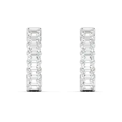 Emerald Cut Diamond Huggie Earrings 3 ctw