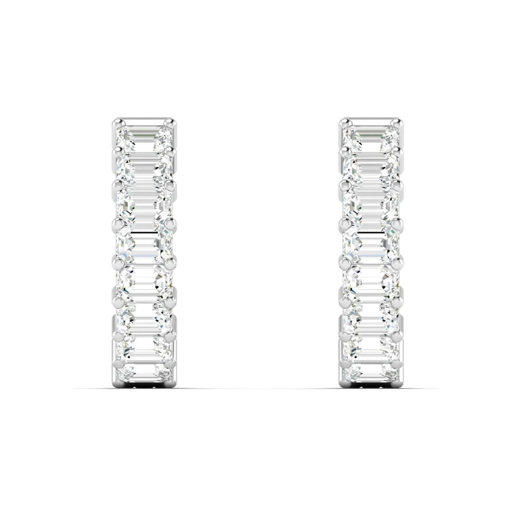 Emerald Cut Diamond Huggie Earrings 3 ctw