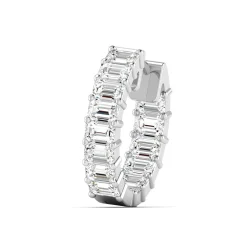 Emerald Cut Diamond Huggie Earrings 3 ctw