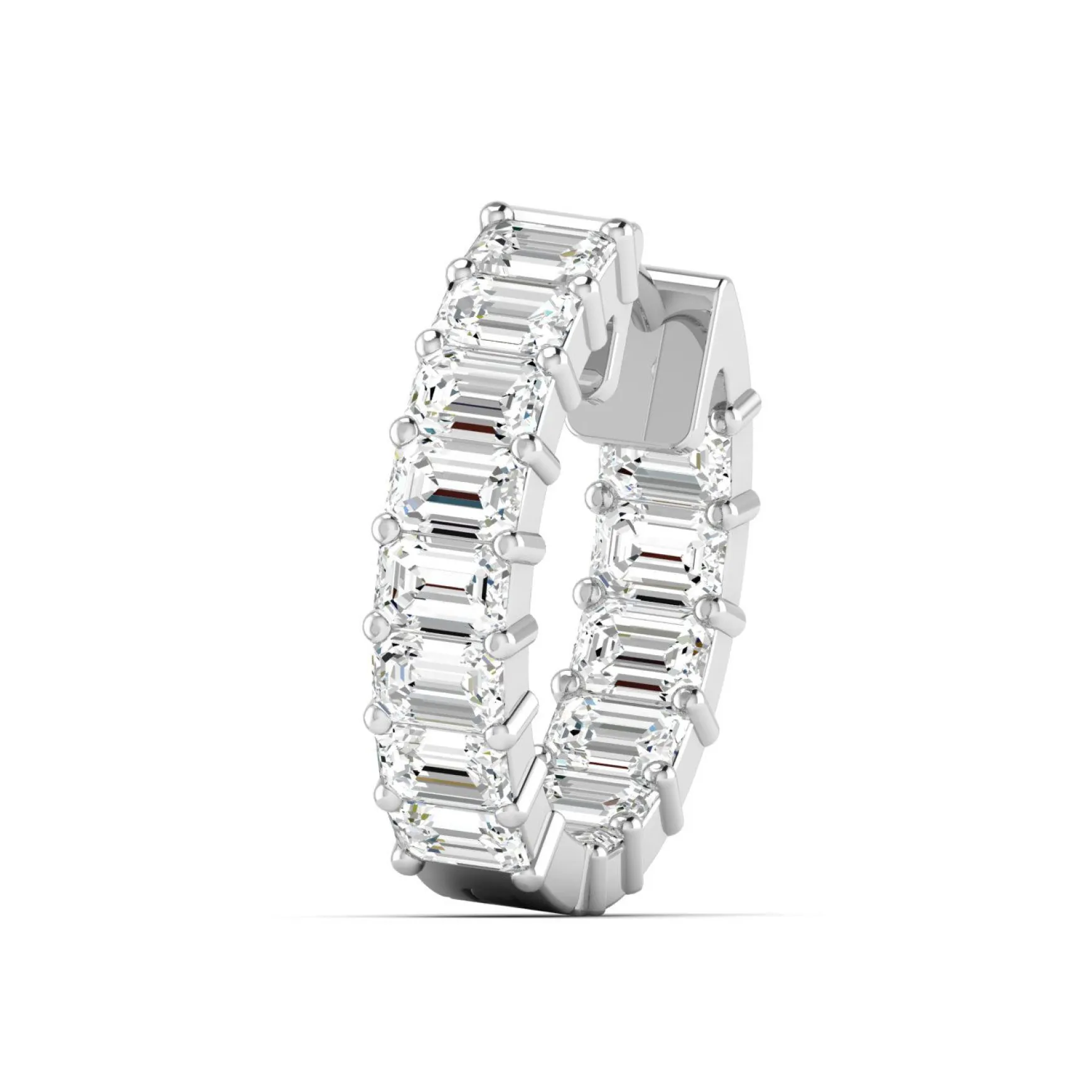 Emerald Cut Diamond Huggie Earrings 3 ctw