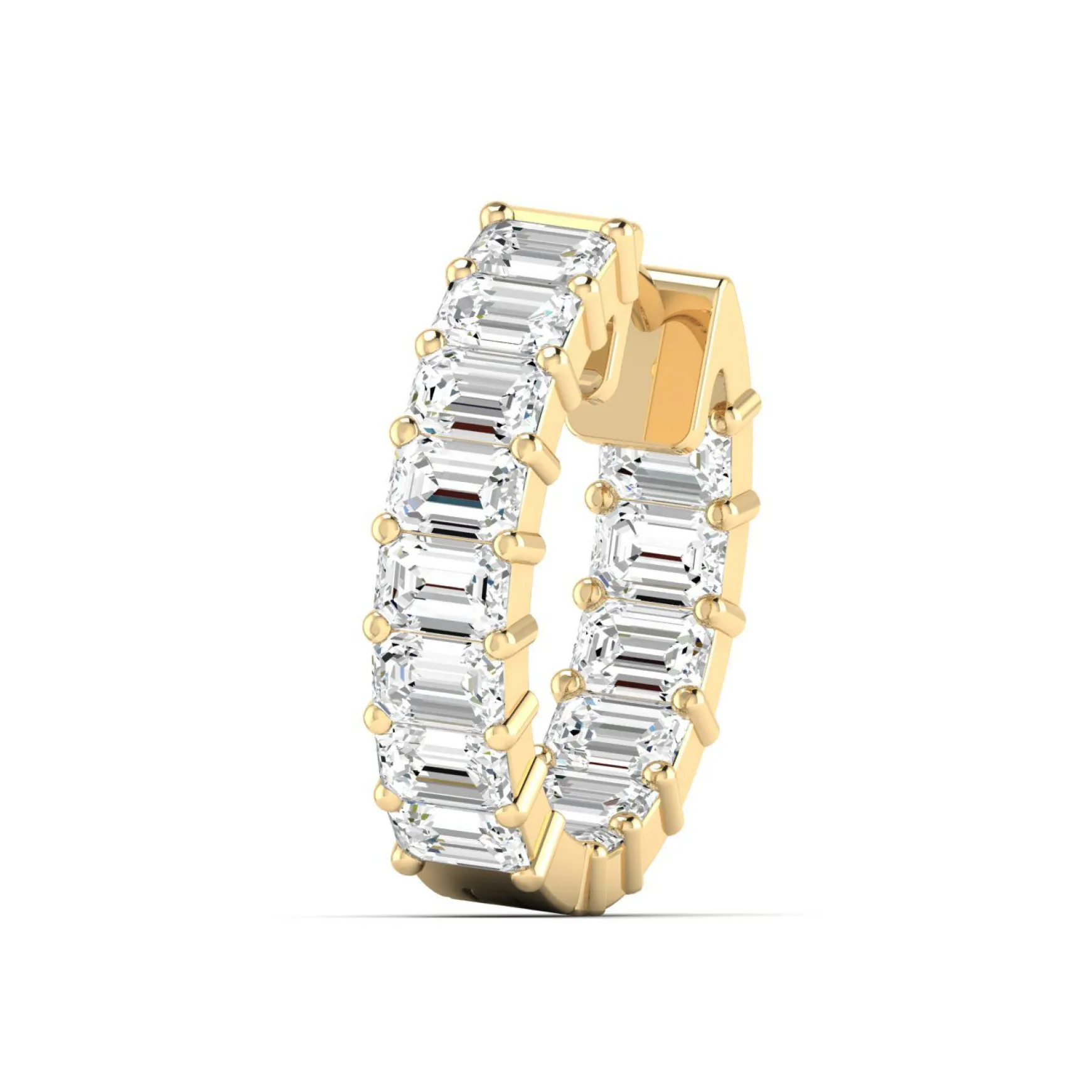 Emerald Cut Diamond Huggie Earrings 3 ctw