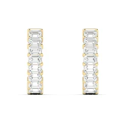 Emerald Cut Diamond Huggie Earrings 3 ctw