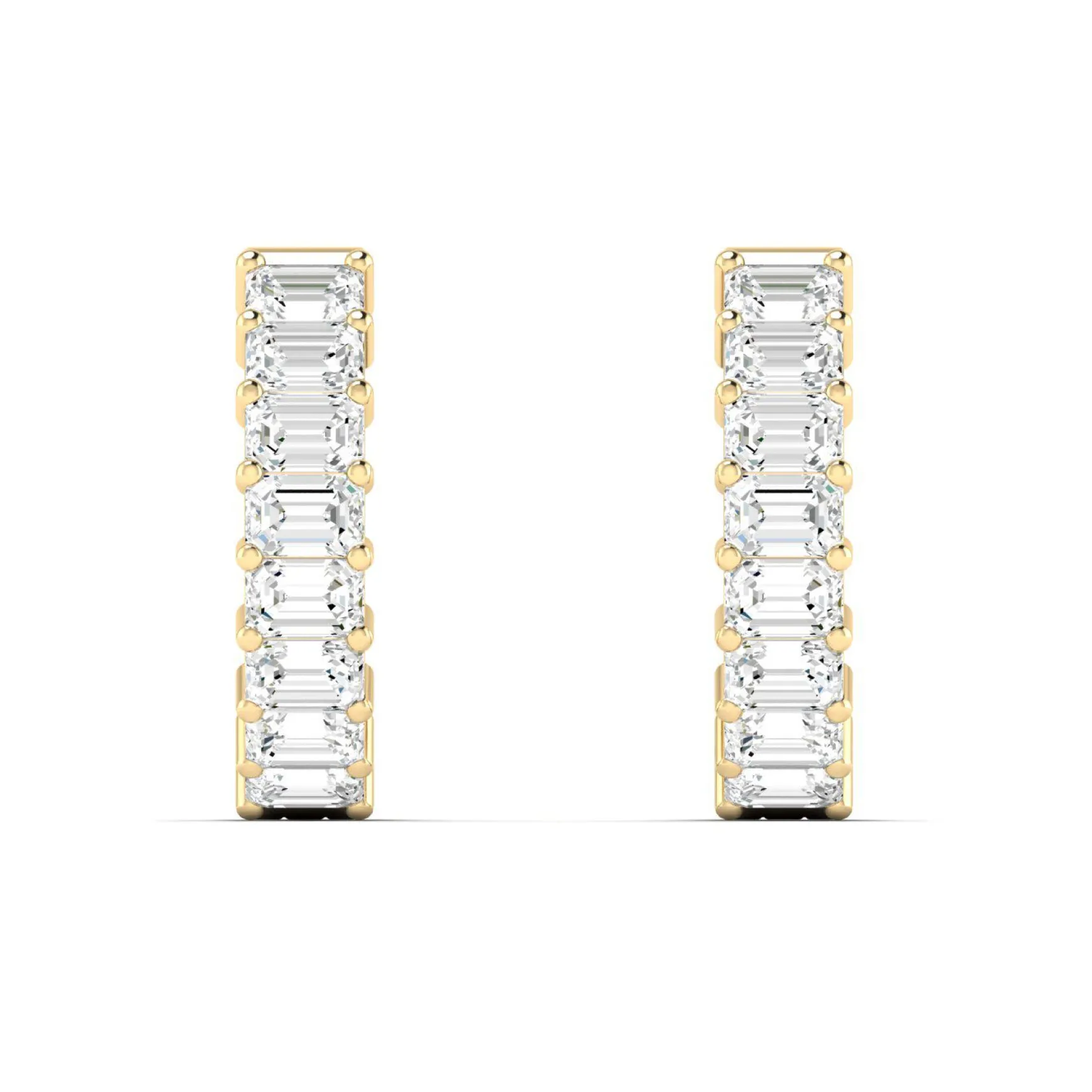 Emerald Cut Diamond Huggie Earrings 3 ctw