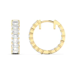 Emerald Cut Diamond Huggie Earrings 3 ctw