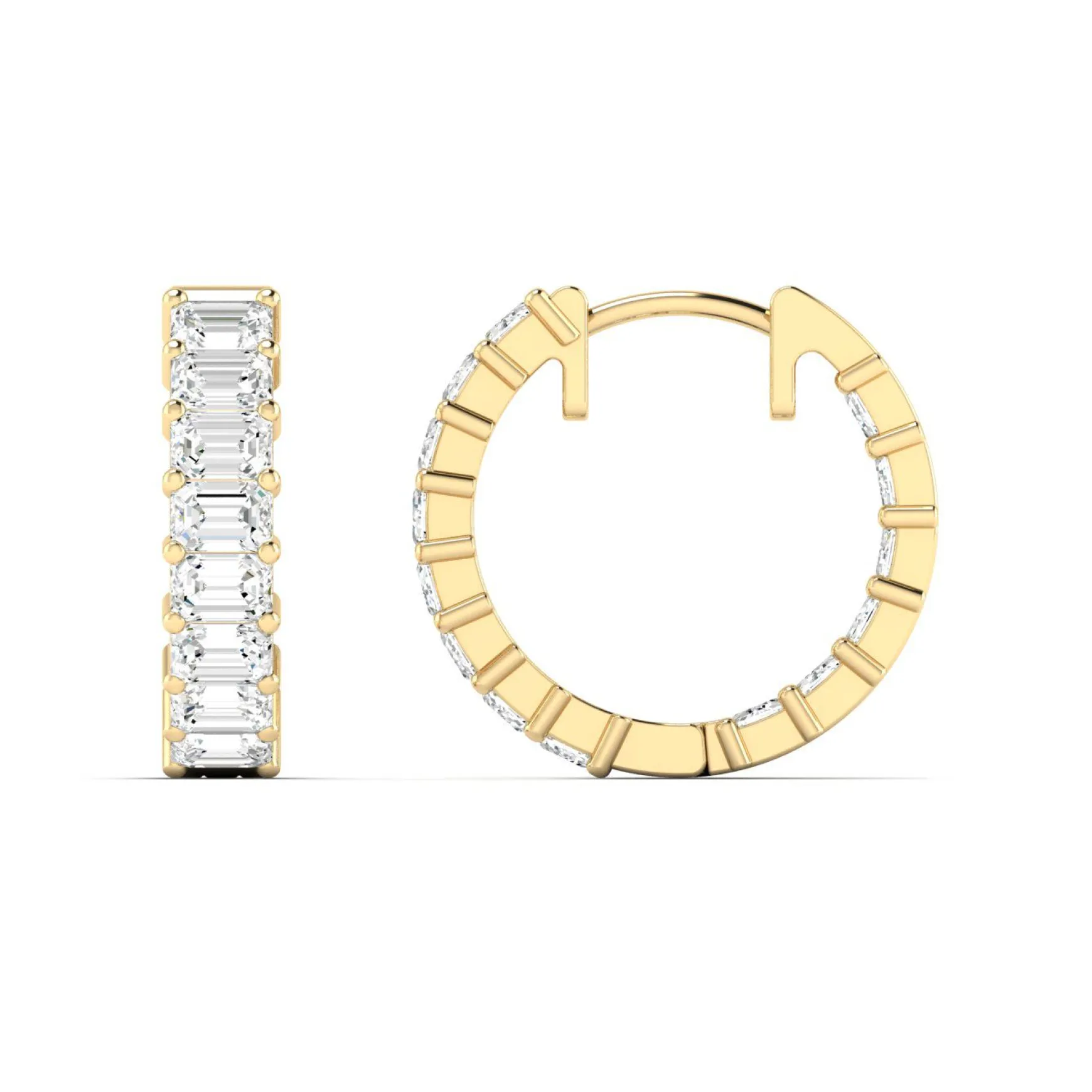 Emerald Cut Diamond Huggie Earrings 3 ctw