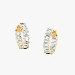 Emerald Cut Diamond Huggie Earrings 3 ctw