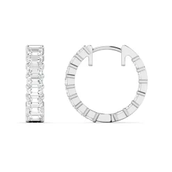 Emerald Cut Diamond Huggie Earrings 3 ctw
