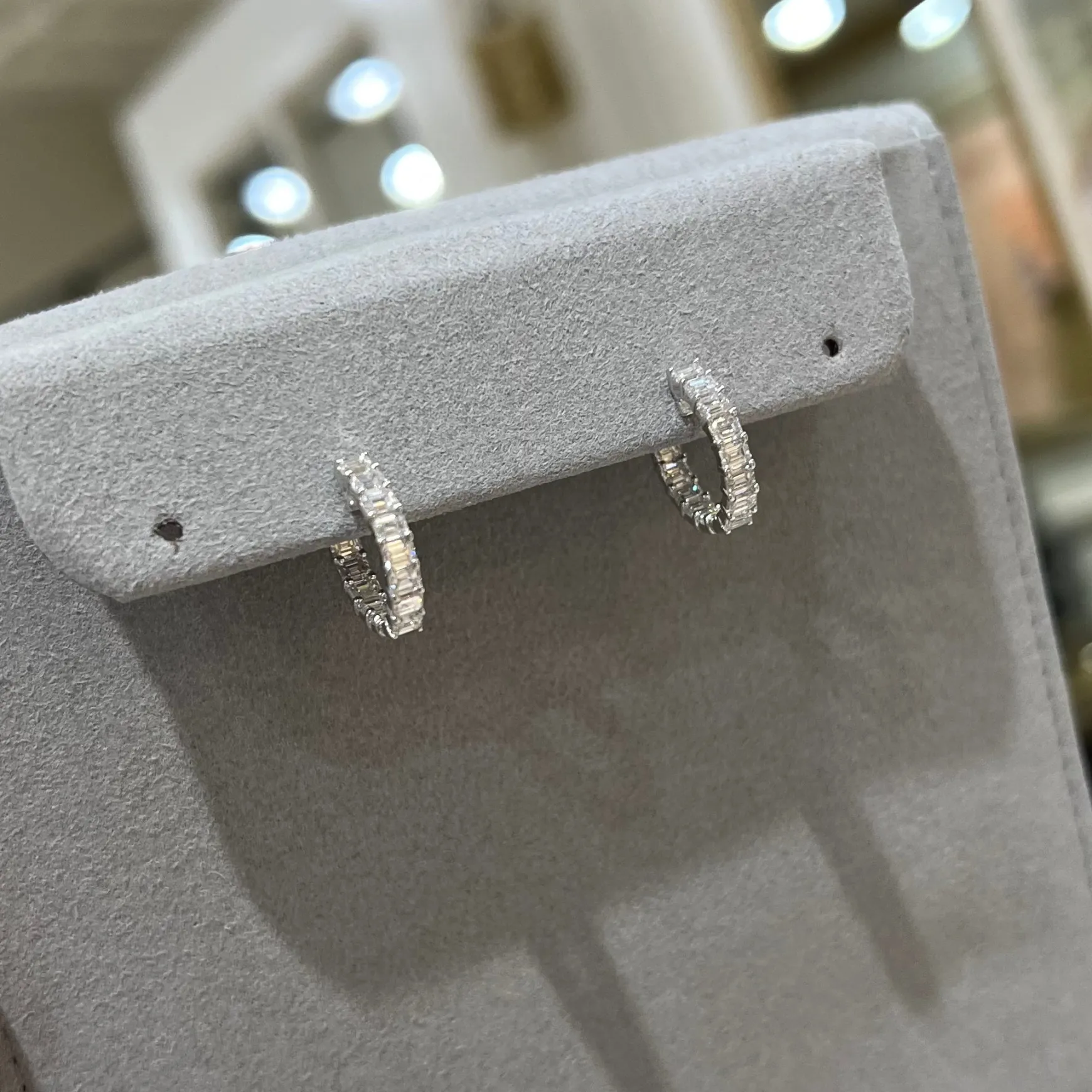 Emerald Cut Diamond Huggie Earrings 3 ctw
