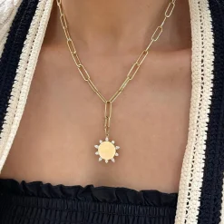 Engravable Coin Charm with Multi-Shape Diamond Starburst Outline