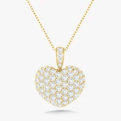 Eryn Pave Diamond Puff Heart Necklace