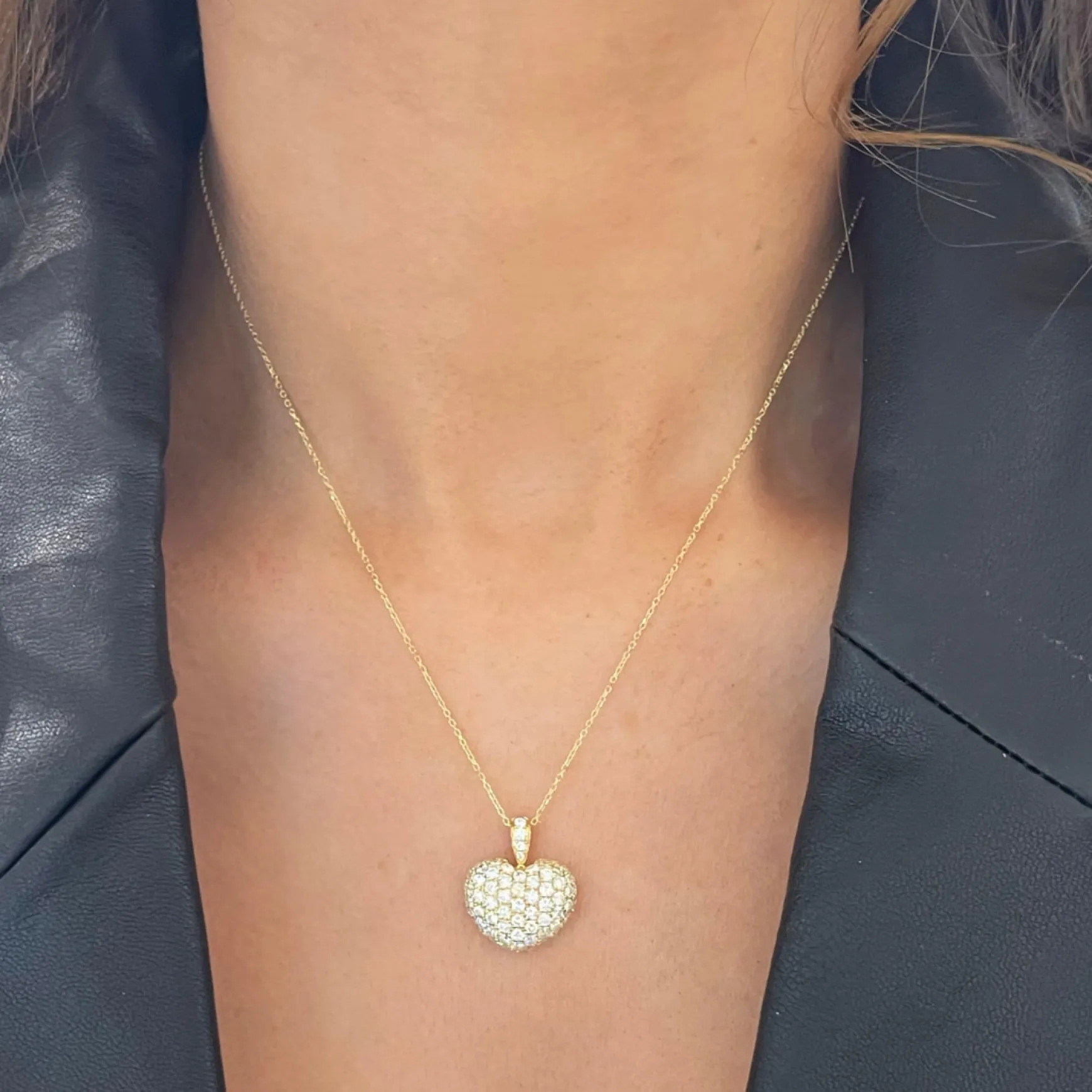 Eryn Pave Diamond Puff Heart Necklace